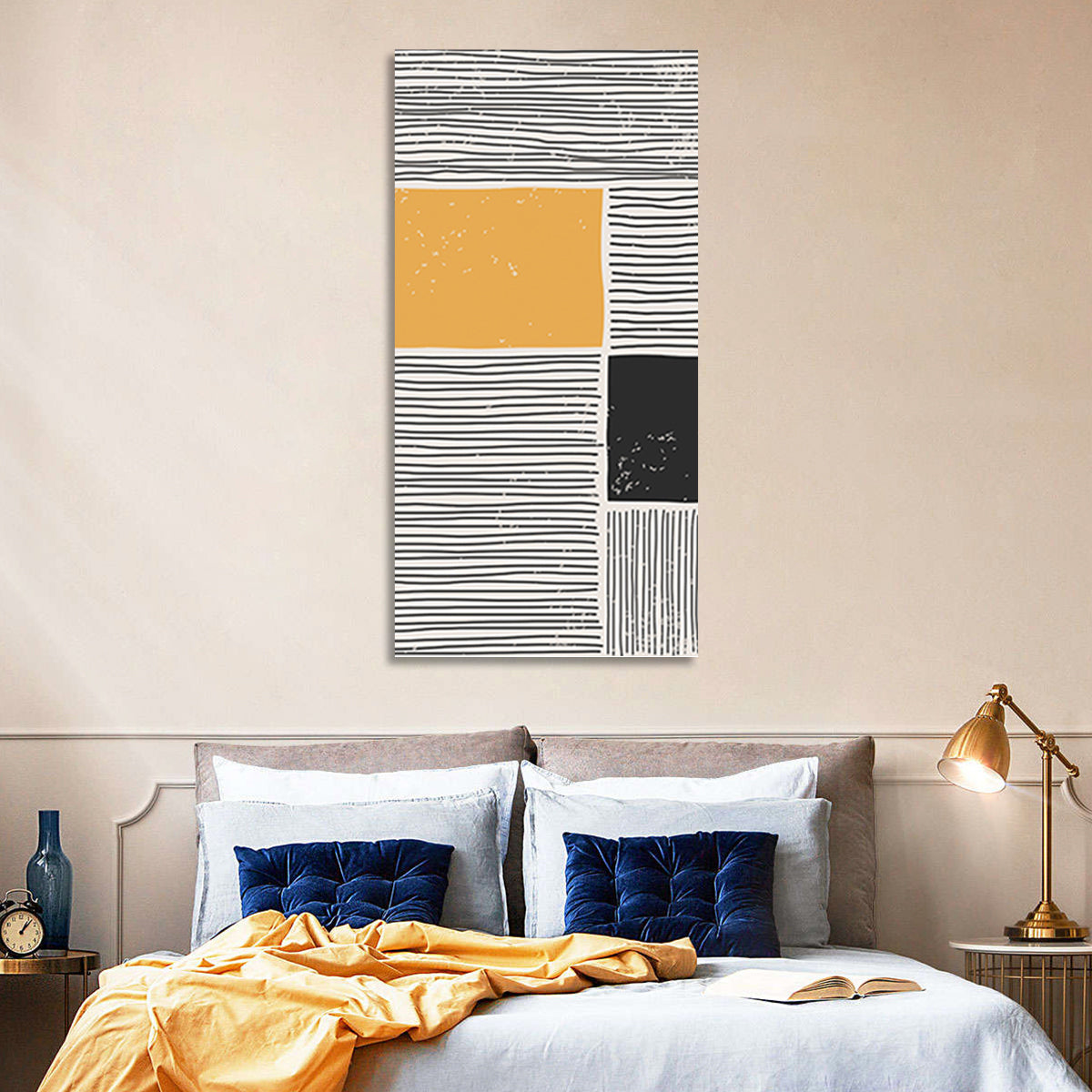 Beige and Yellow Grid Study Wall Art