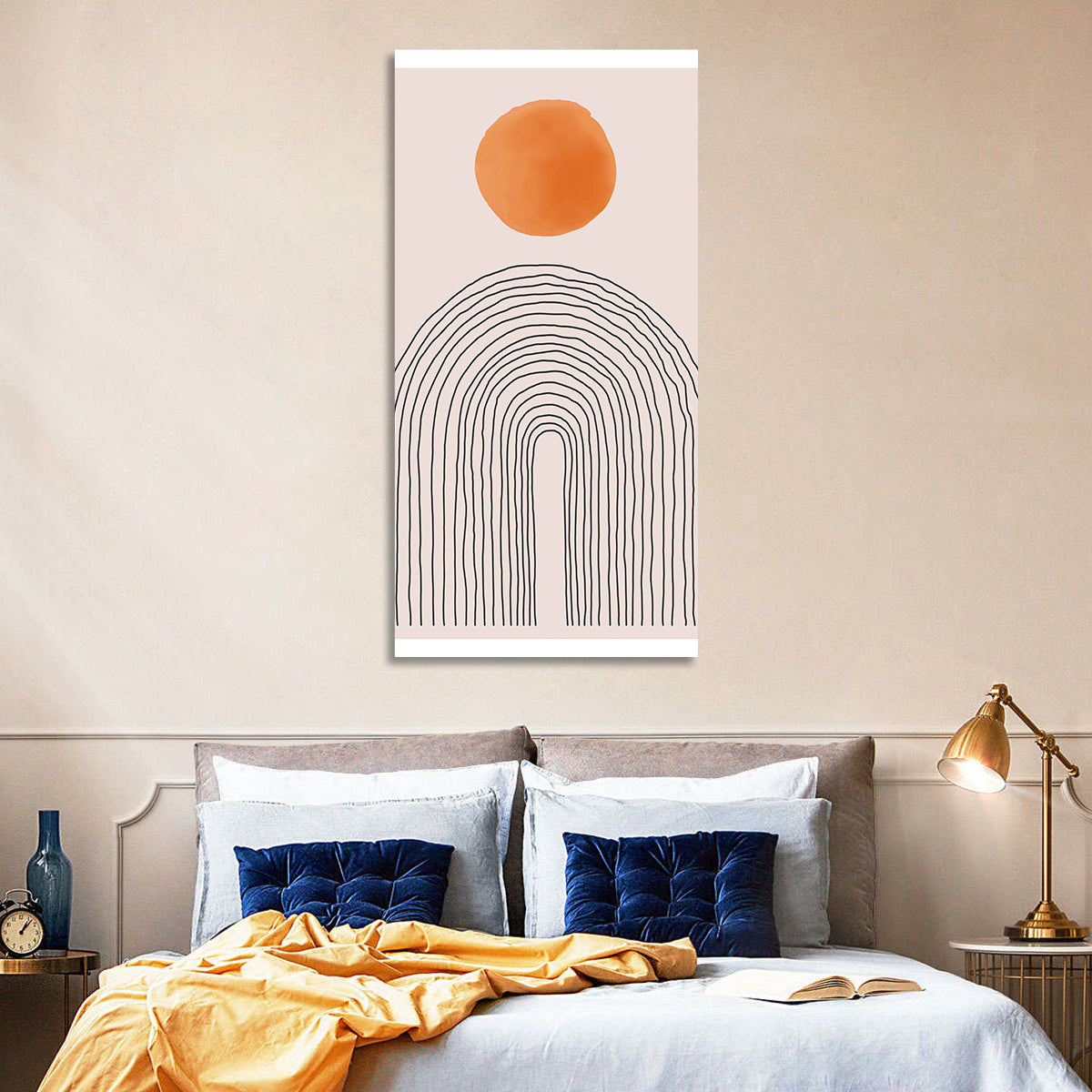 Hand-drawn Sun and Arches Wall Art