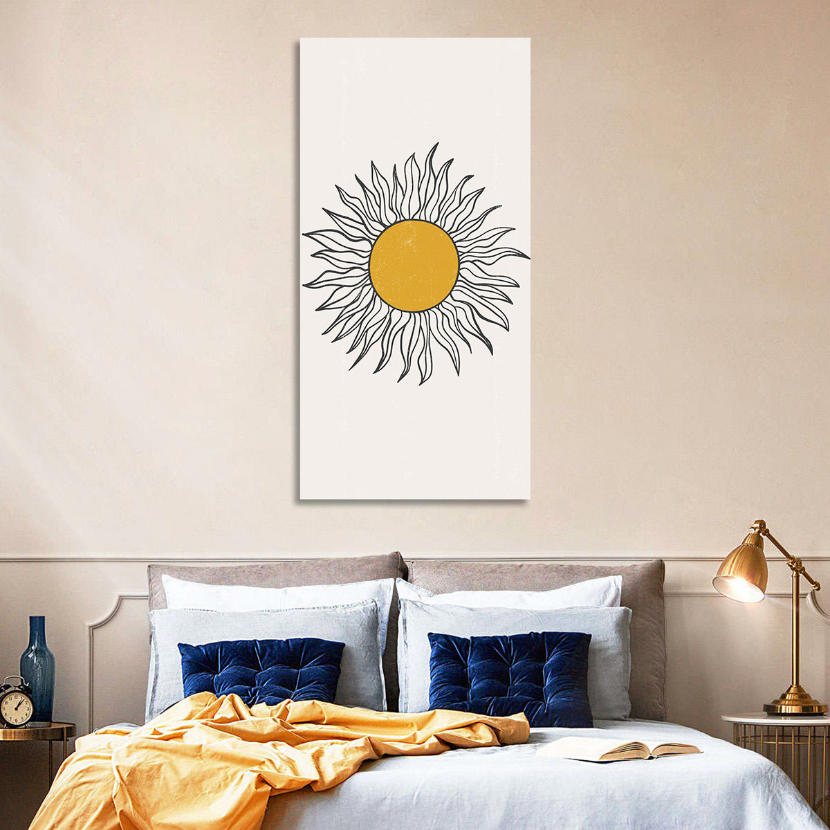 Hand Drawn Sun Study Wall Art in a room, portrait