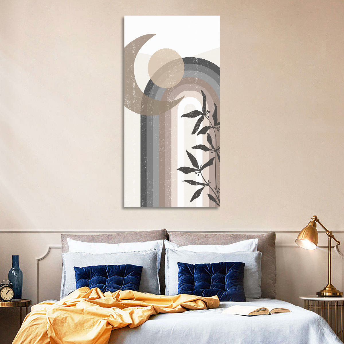 Crescent Moon Rainbow Abstract Wall Art