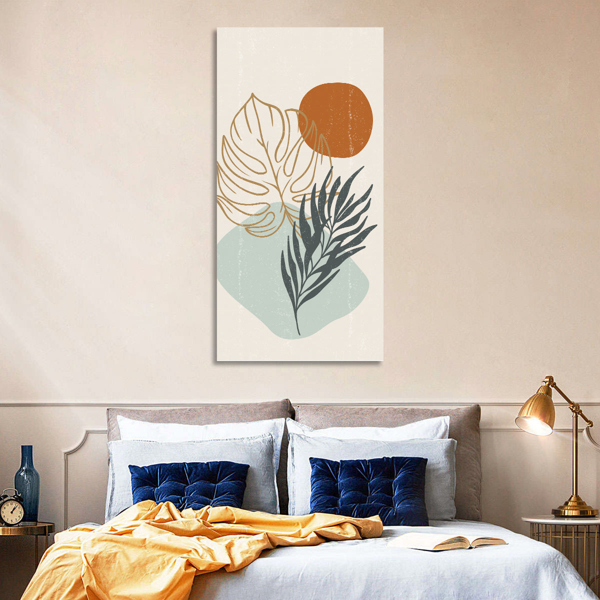 Shadowed Leaves Wall Art in a room, portrait