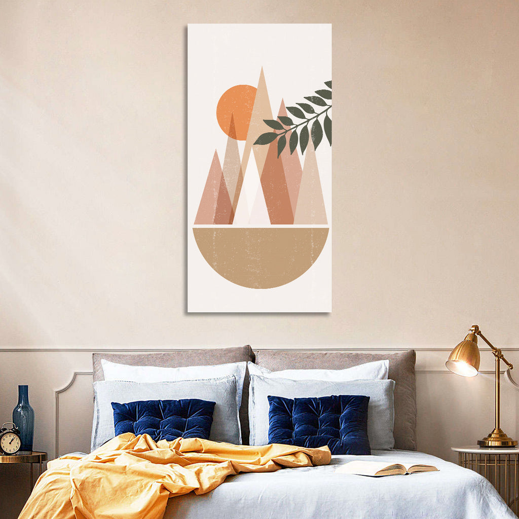 Geometric Mountain Sunset Wall Art