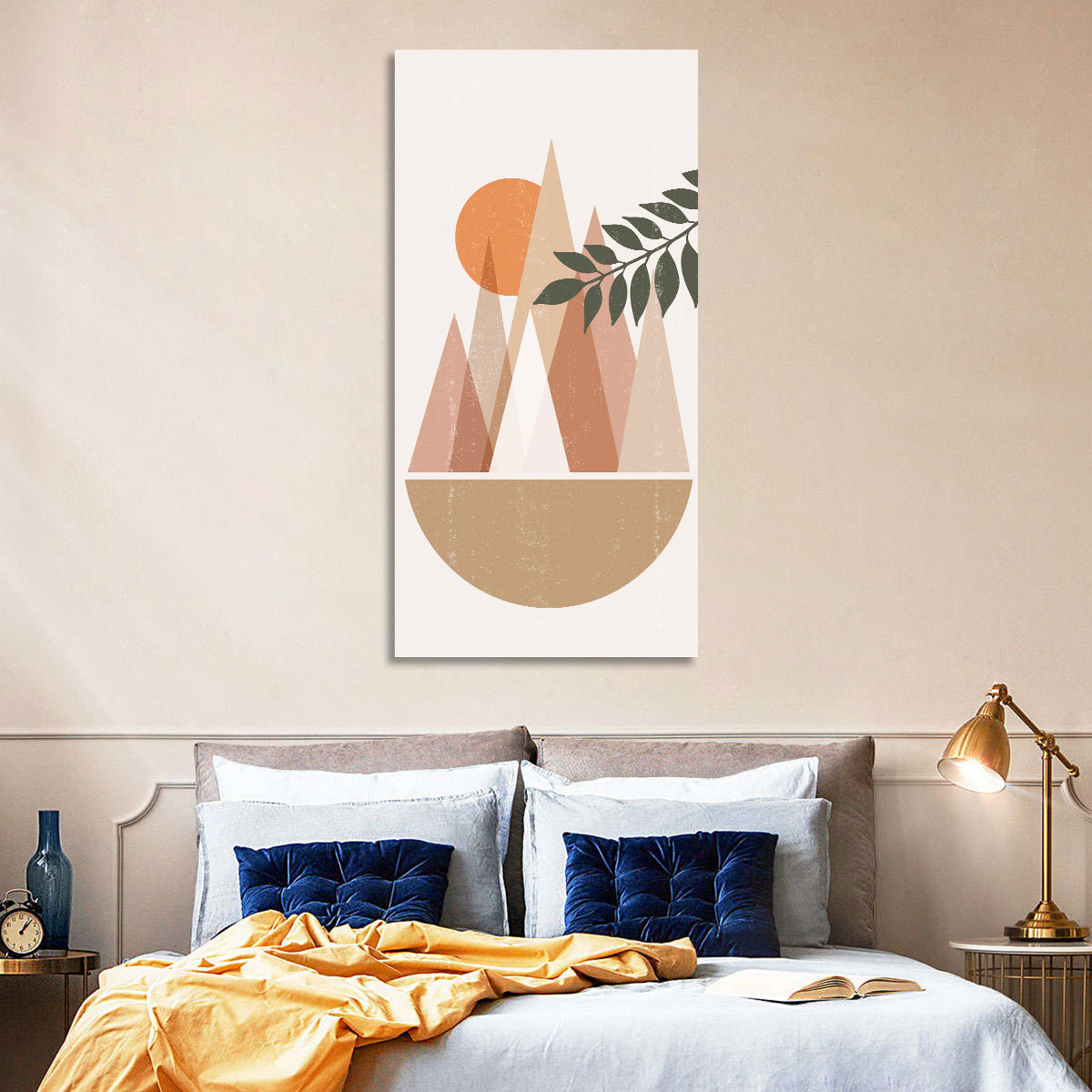 Geometric Mountain Sunset Wall Art