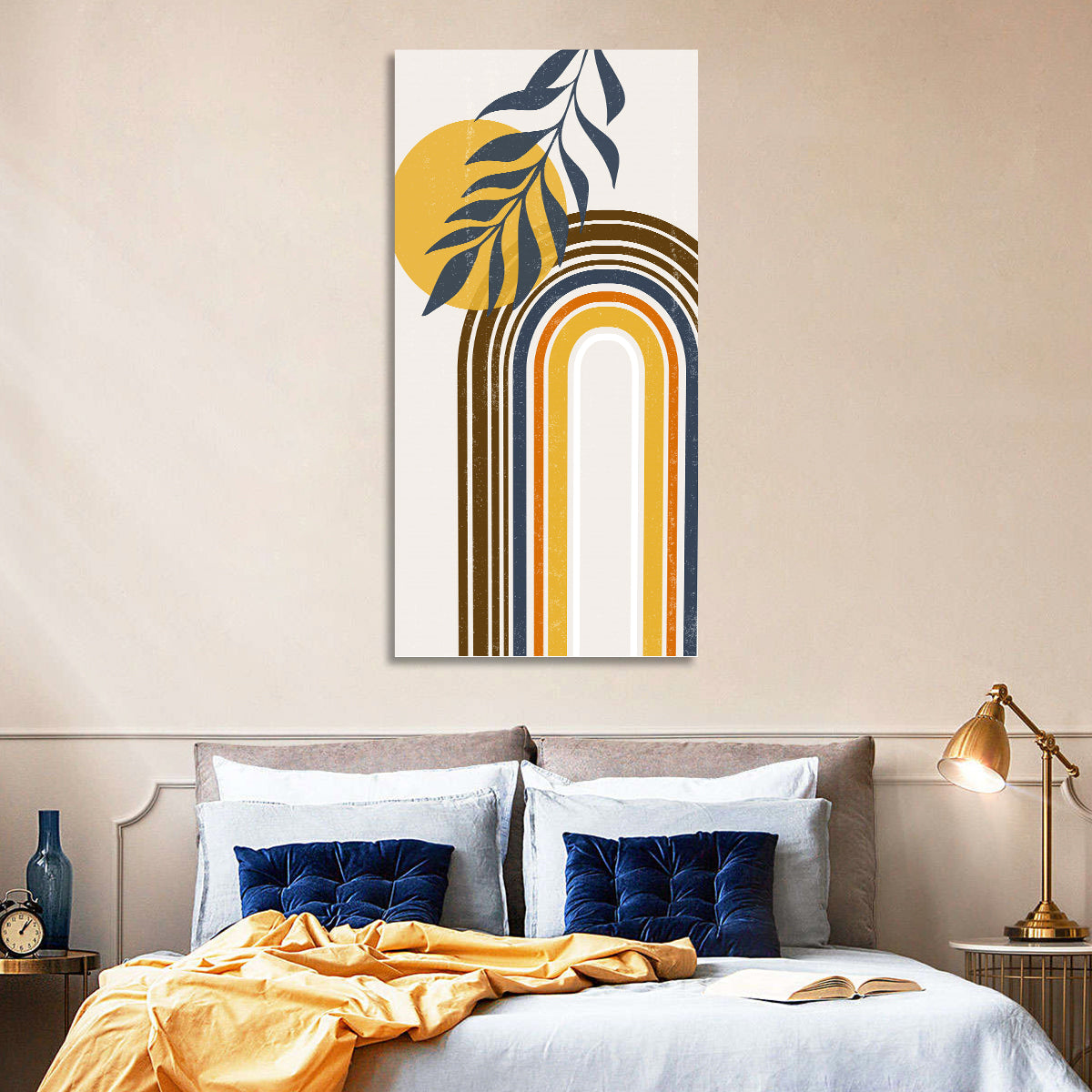 Boho Concentric Sun Arch Wall Art in a room, portrait