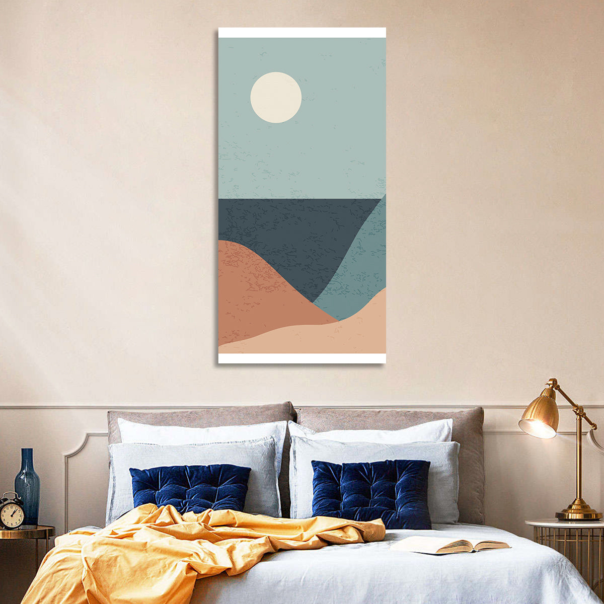 Moonlit Coastal Dunes Wall Art in a room, portrait