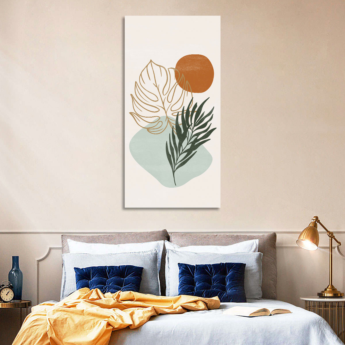 Monstera Sun Botanical Composition Wall Art in a room, portrait