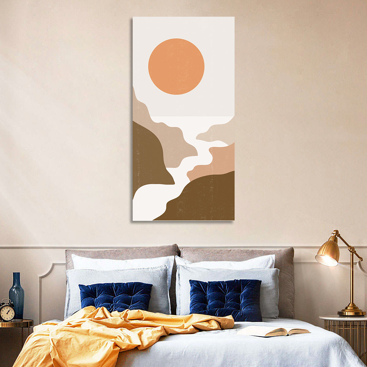 Sun Over Canyon River Wall Art in a room, portrait