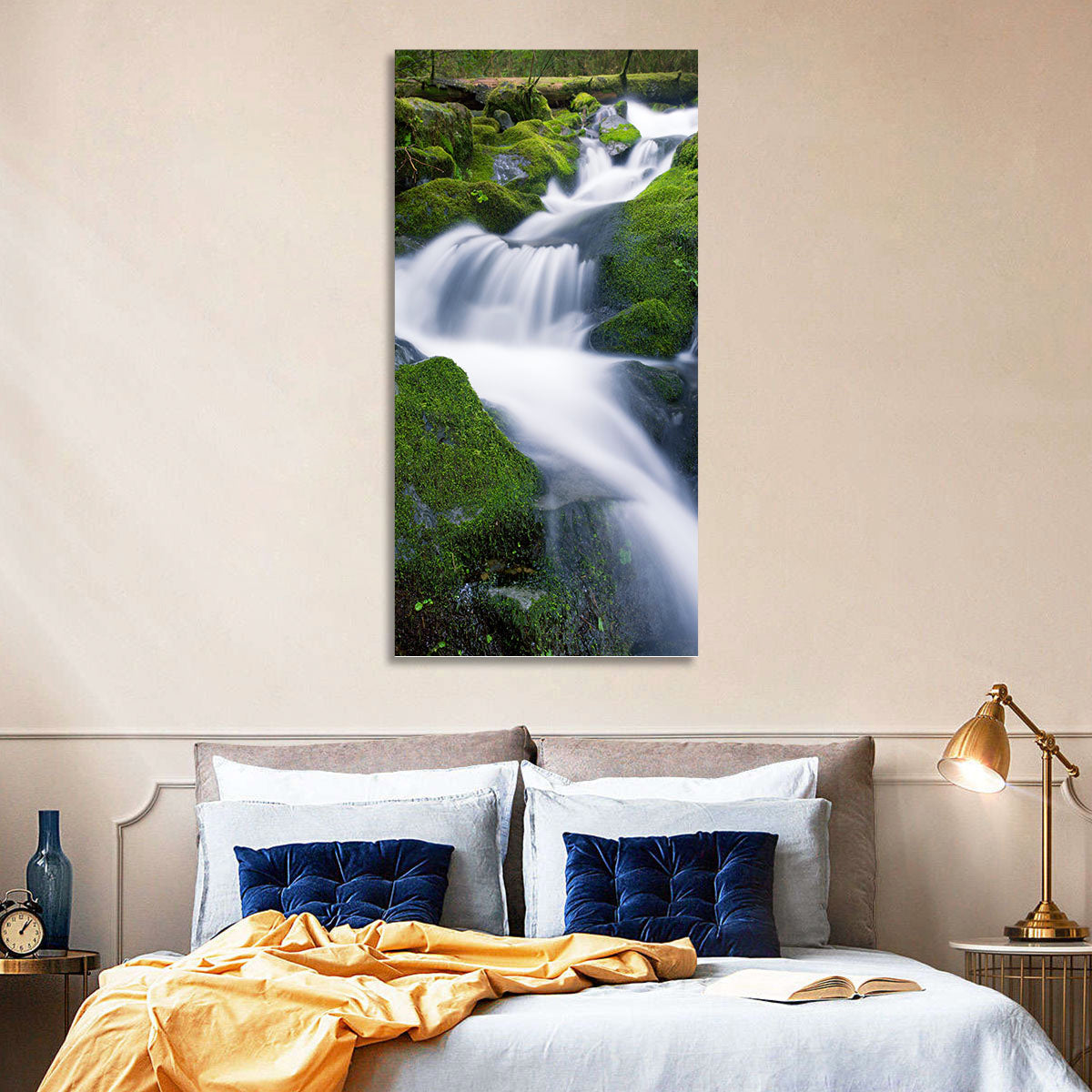Olympic National Park Waterfall Wall Art in a room, portrait