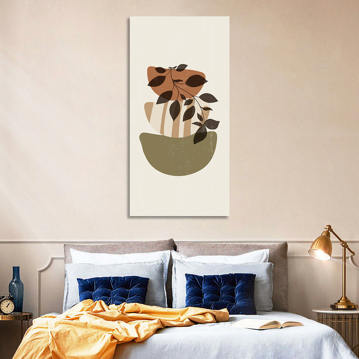 Falling Leaves Branch Wall Art in a room, portrait