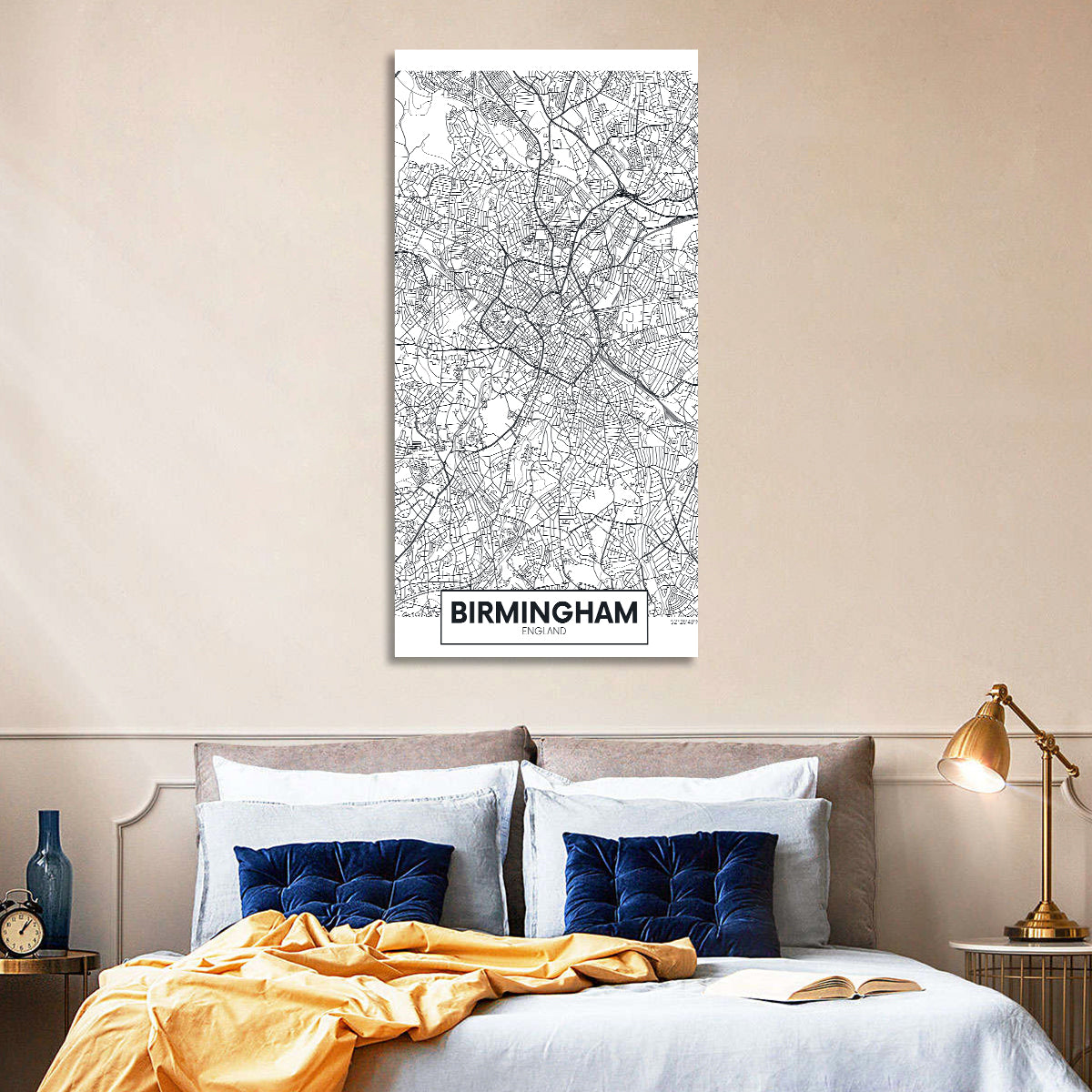 Birmingham Minimalist City Map Wall Art