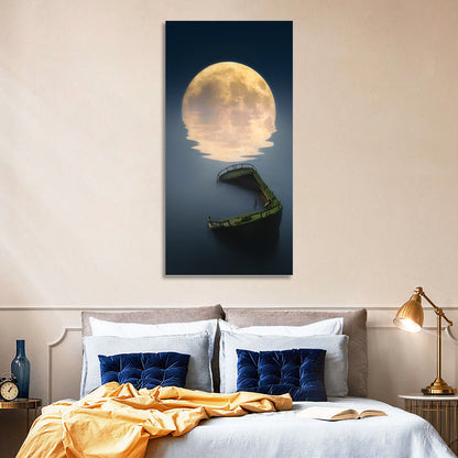 Moonlit Shipwreck Reflection Wall Art