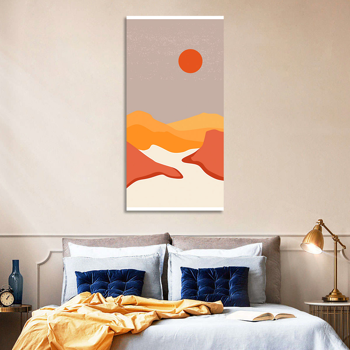 Desert Sunset Mountain Landscape Wall Art