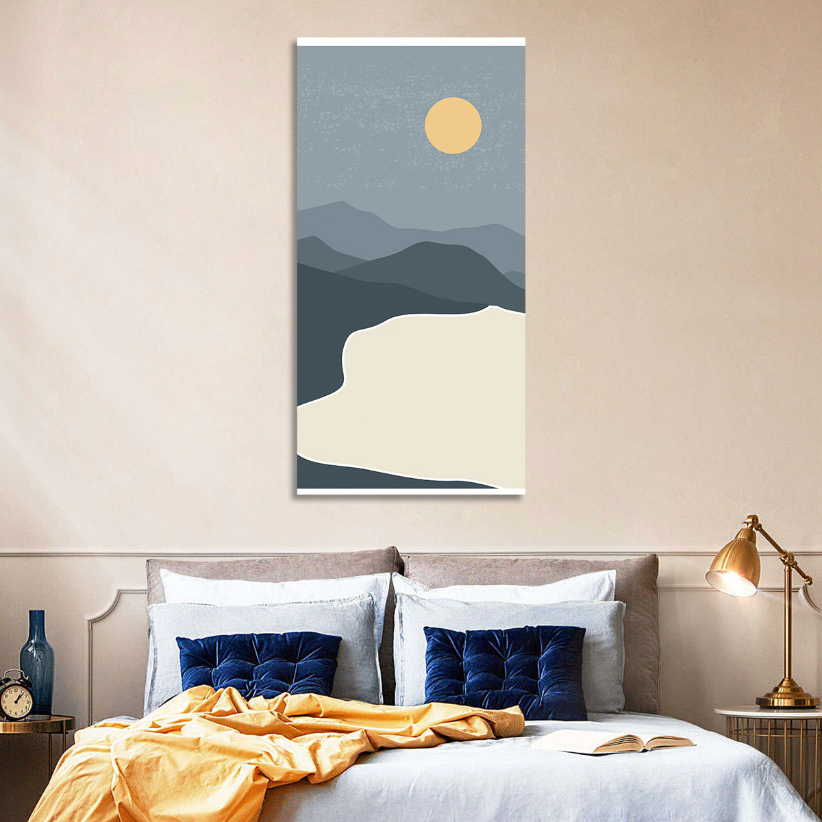 Sandy Mountains at Dusk Wall Art in a room, portrait