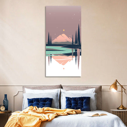 Dusk Mountain Lake Reflection Wall Art