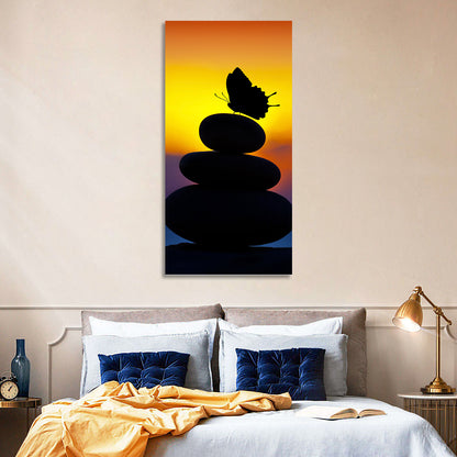 Stacked Spa Stones with Butterfly Wall Art