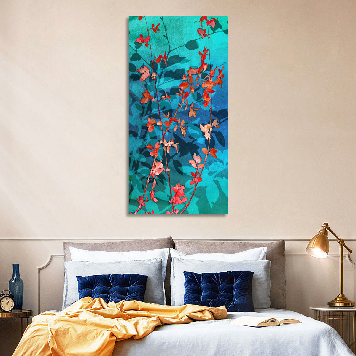 Red Leaf Branches Wall Art