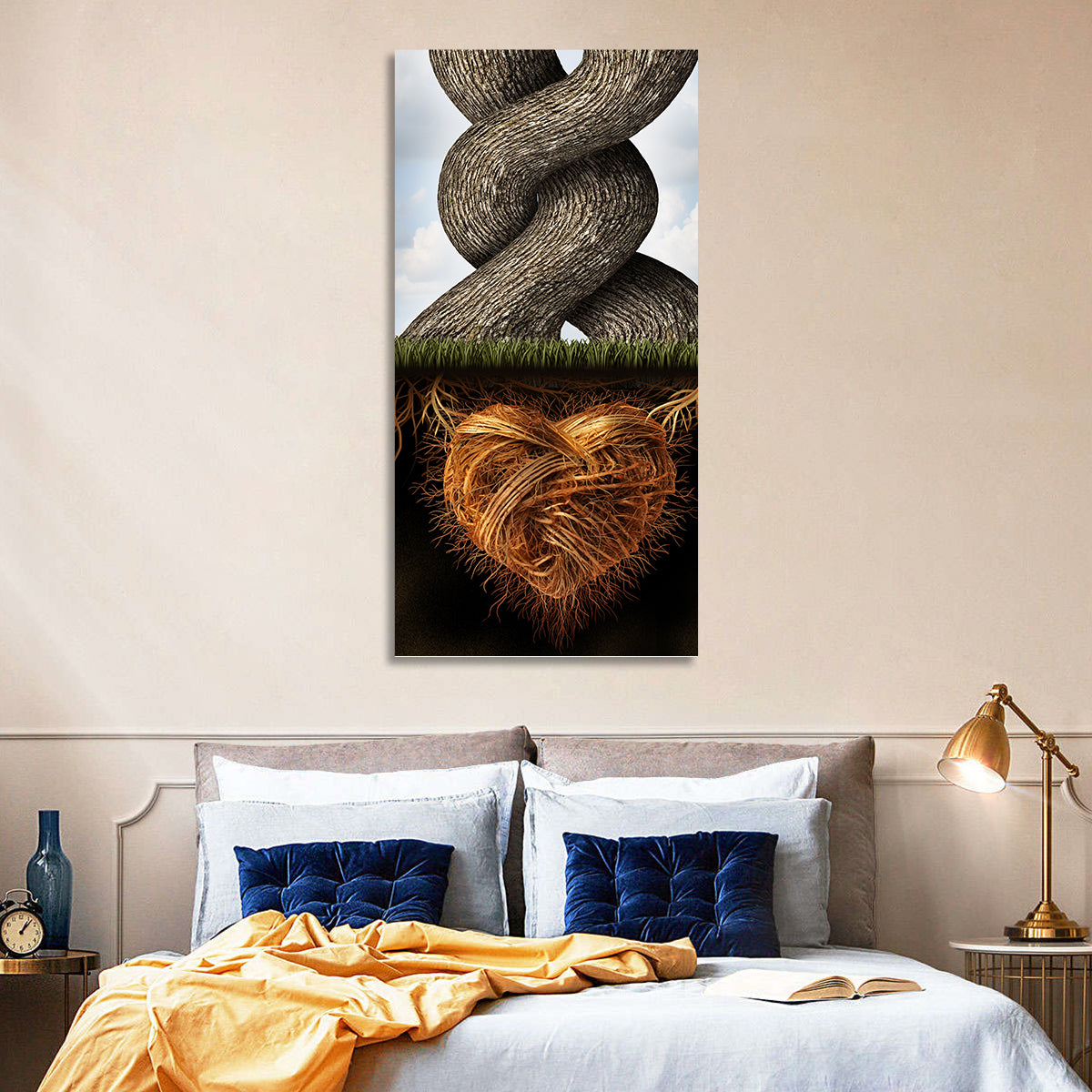 Intertwined Trees with Heart-shaped Roots Wall Art