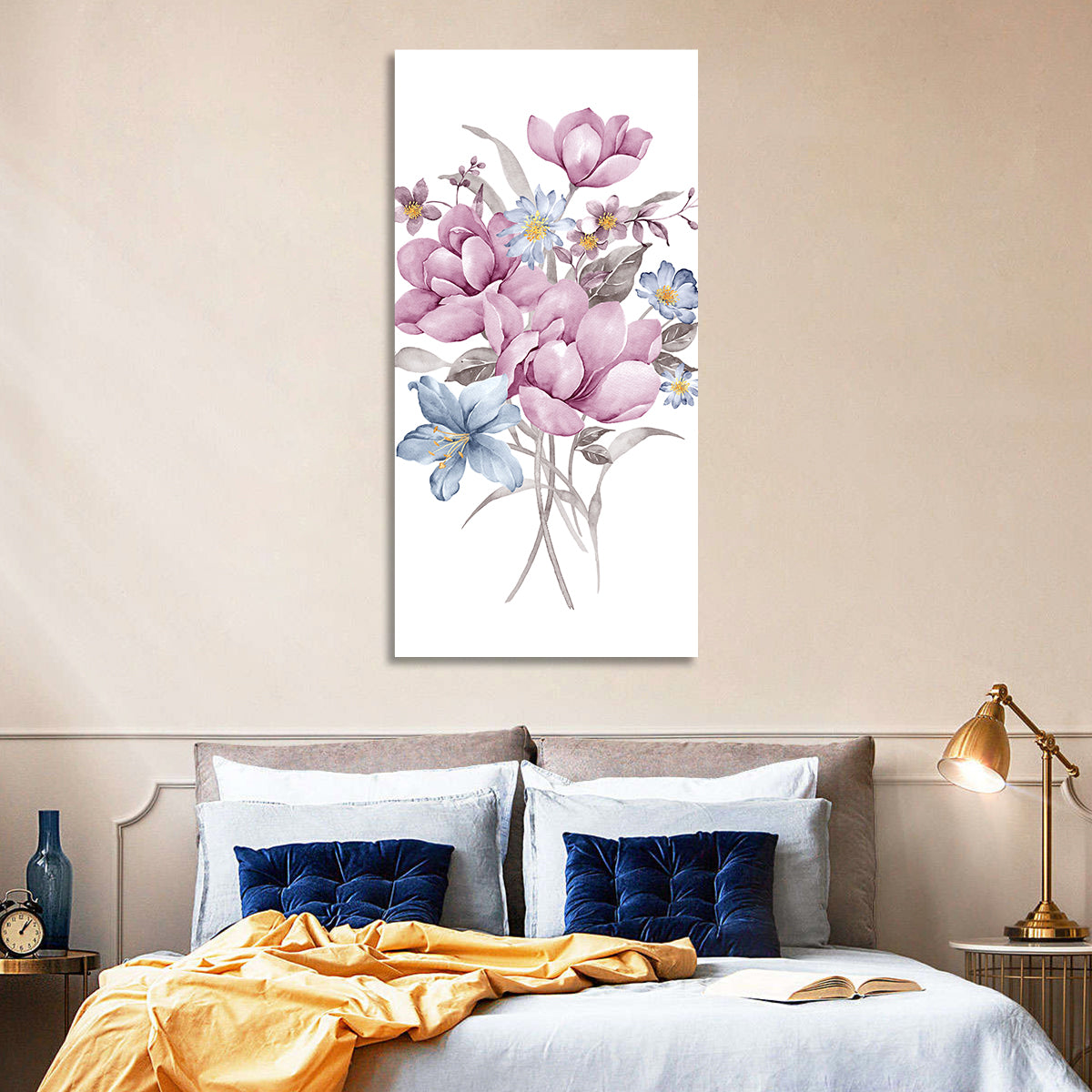 Pink Watercolor Bouquet Illustration Wall Art