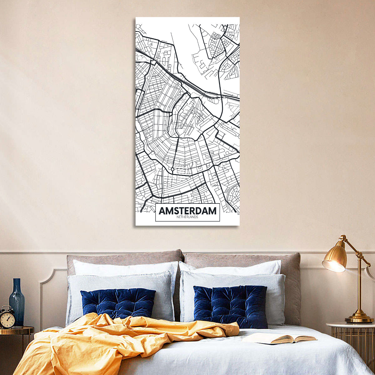 Amsterdam Canal Map Wall Art