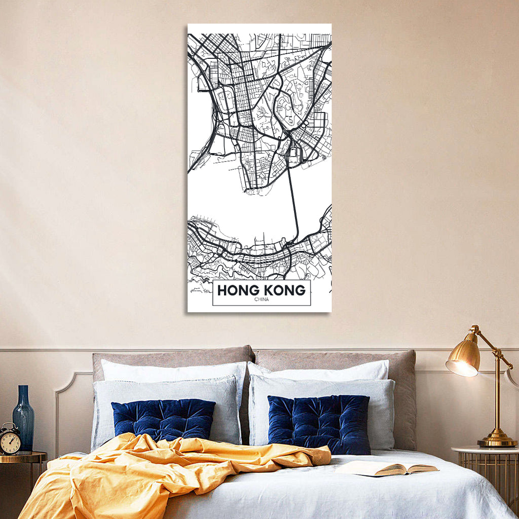 Hong Kong Aerial Map Wall Art