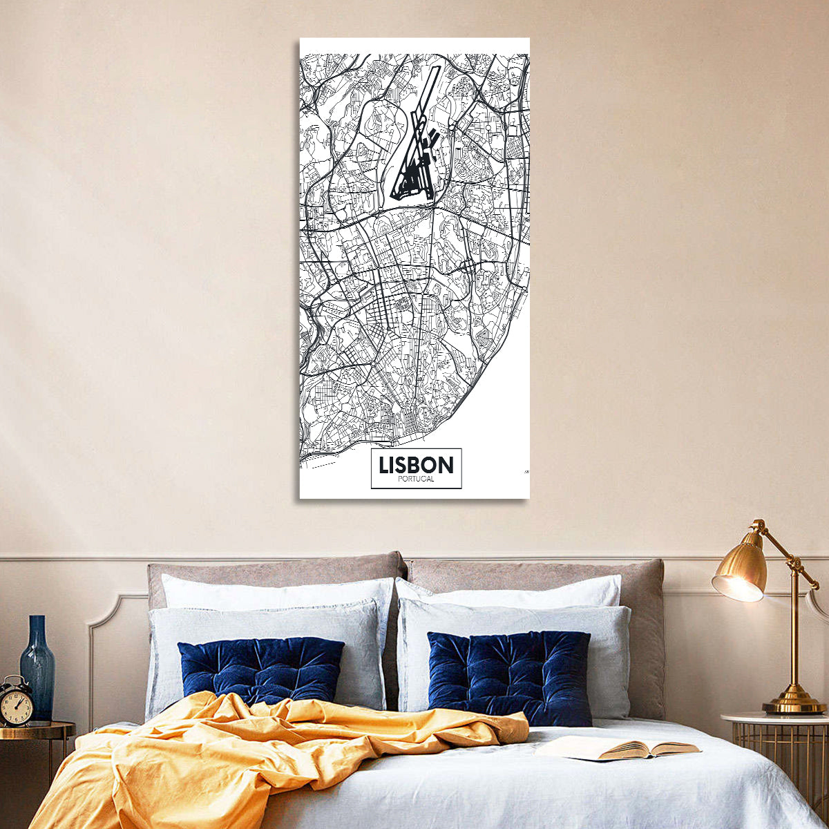 Lisbon Schematic Map Wall Art