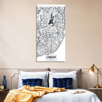 Lisbon Schematic Map Wall Art