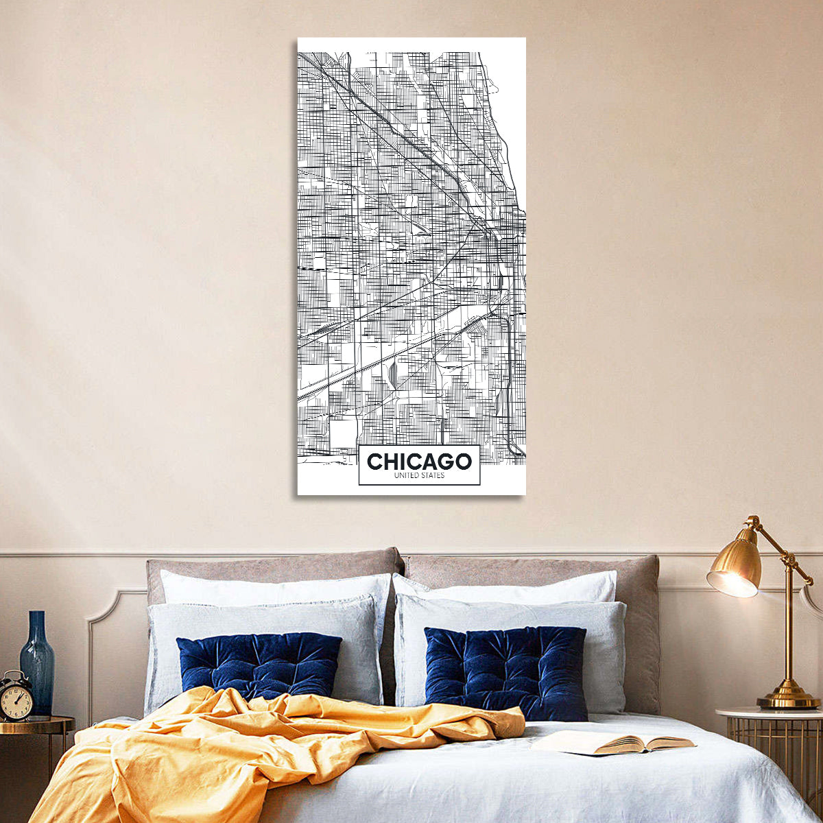 Chicago Street Grid Map Wall Art