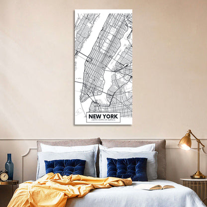 Manhattan Map, Black and White Wall Art