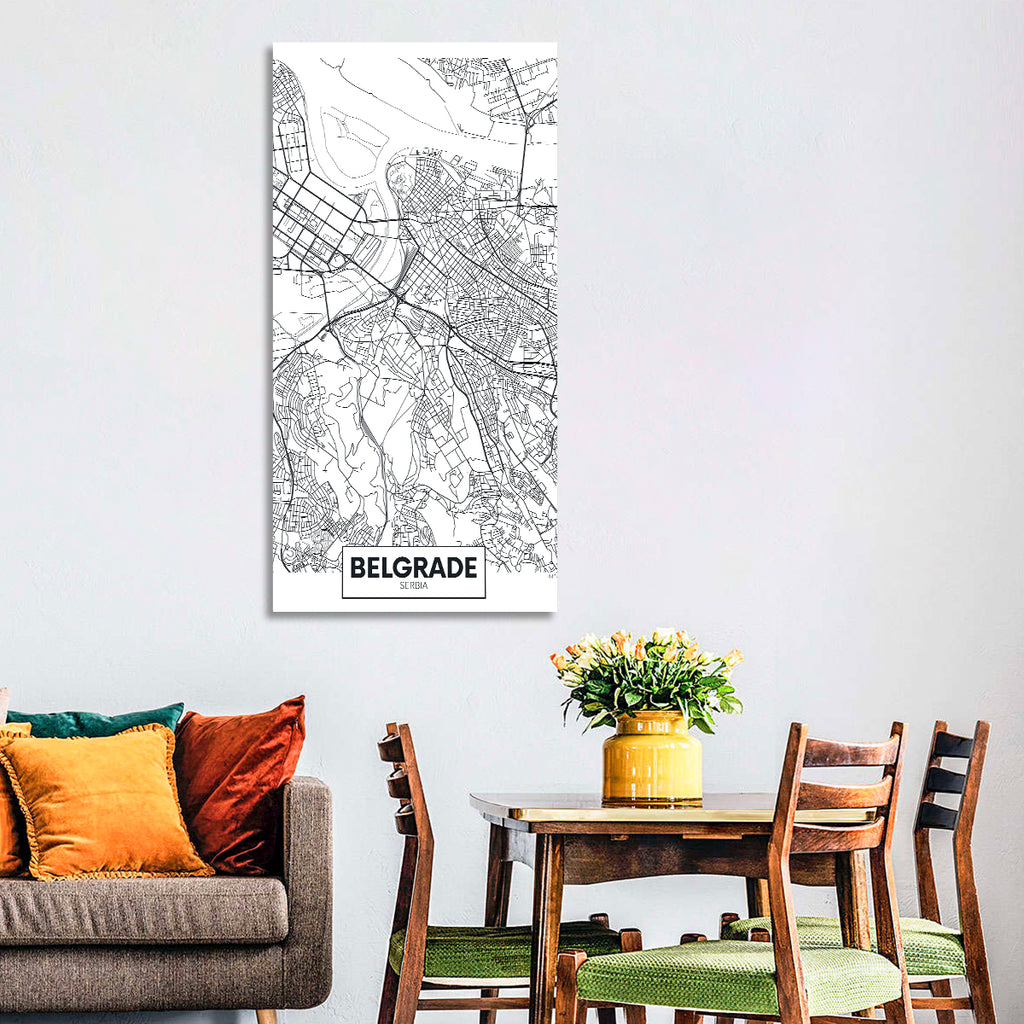 Minimalist Belgrade Map Wall Art