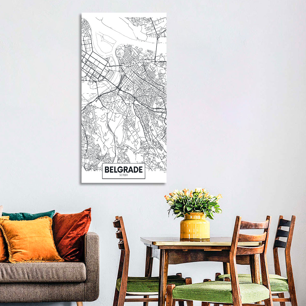 Minimalist Belgrade Map Wall Art