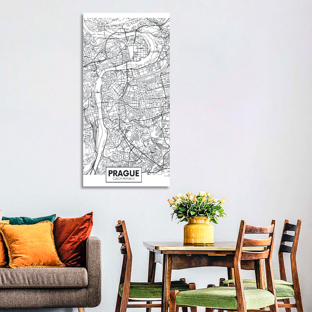 Prague City Map Wall Art