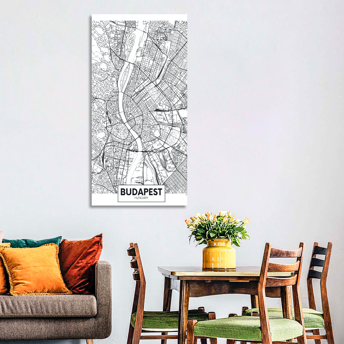 Dublin City Map Wall Art in a room, portrait