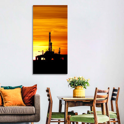 Offshore Oil Rig at Sunset Wall Art
