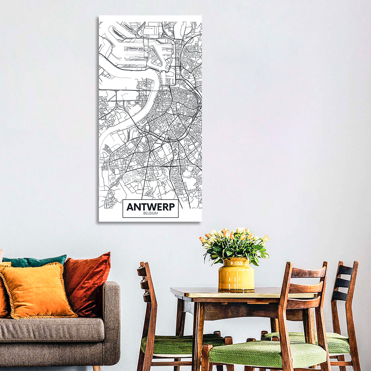 Antwerp City Map Wall Art