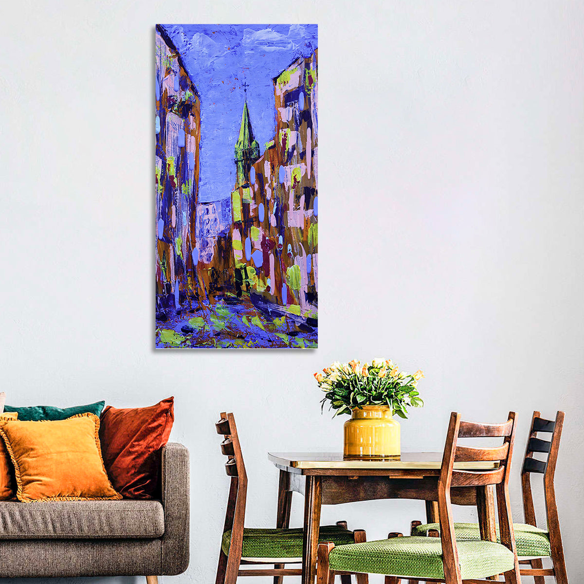 Old City Street with Steeple Wall Art