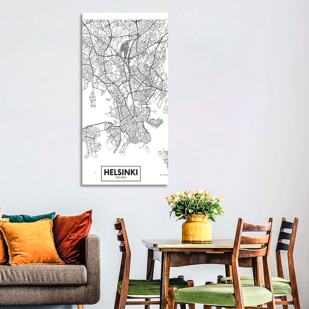 Helsinki Street Grid Map Wall Art