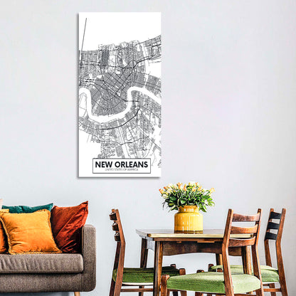 New Orleans Minimalist City Map Wall Art