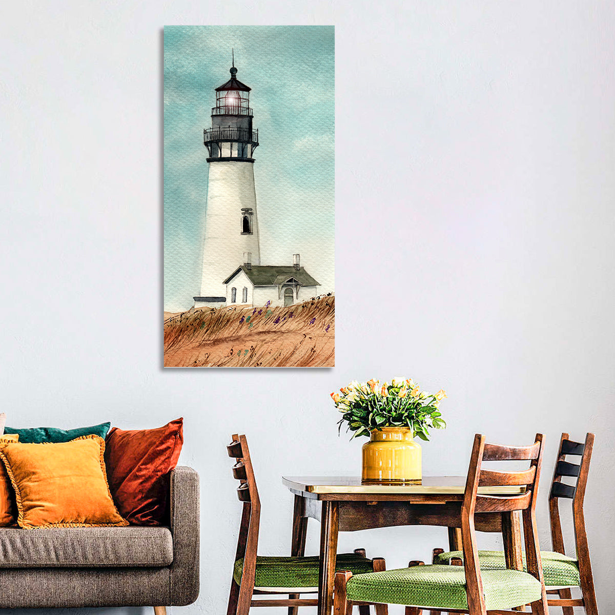 Lighthouse Over Grassy Dune Wall Art