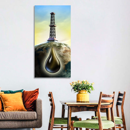 Oil Derrick with Glowing Drop Wall Art