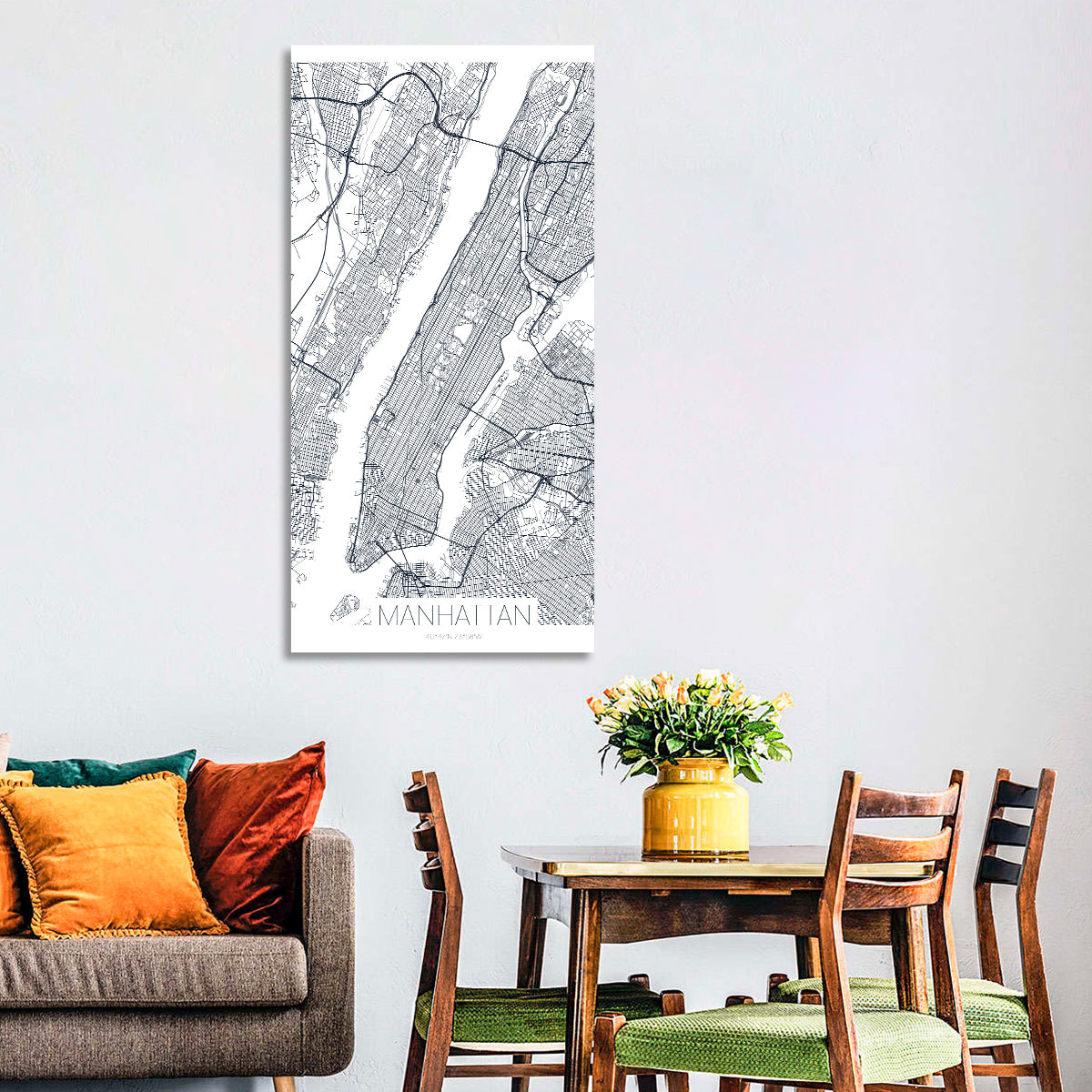Manhattan Island Map Wall Art