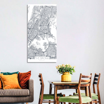 Bronx Black and White Map Wall Art
