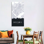 Istanbul Map and Skyline Wall Art