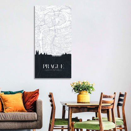 Prague Map with Charles Bridge Wall Art