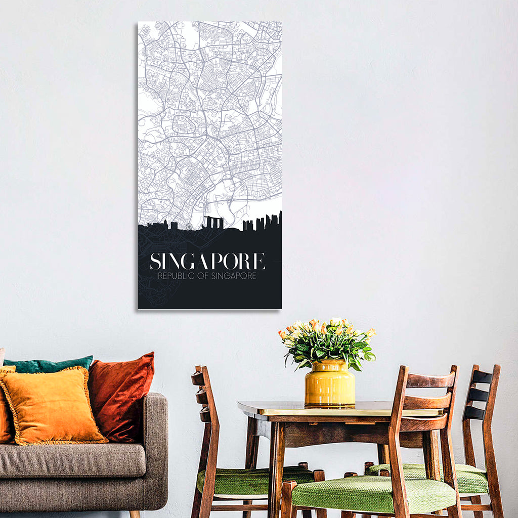 Singapore City Map Silhouette Wall Art