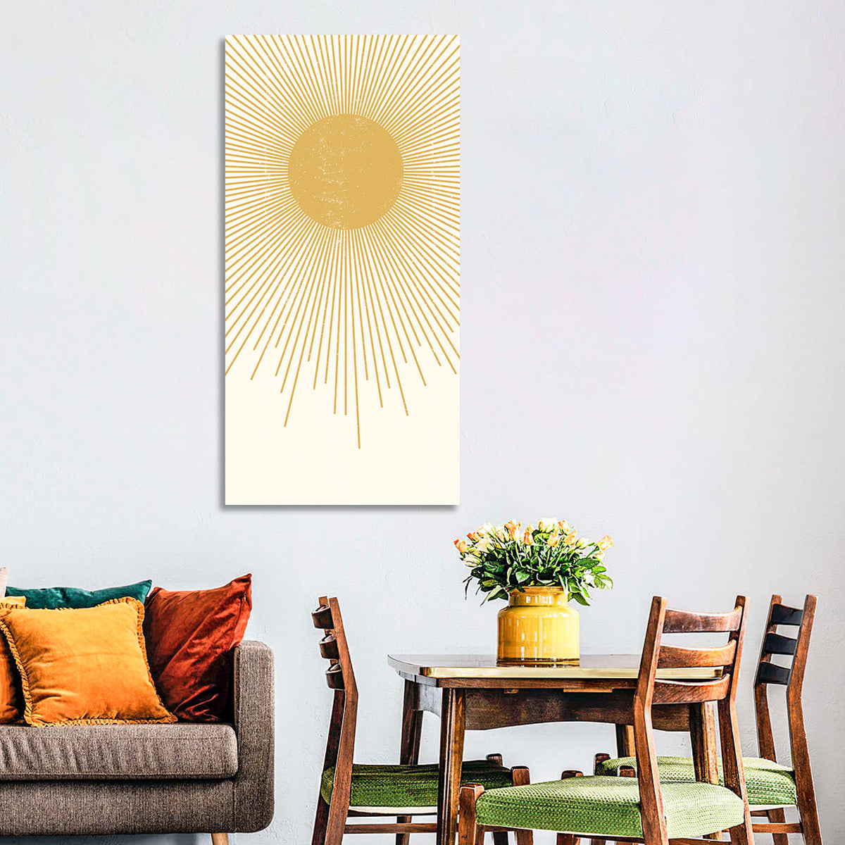 Textured Sunburst Abstract Wall Art