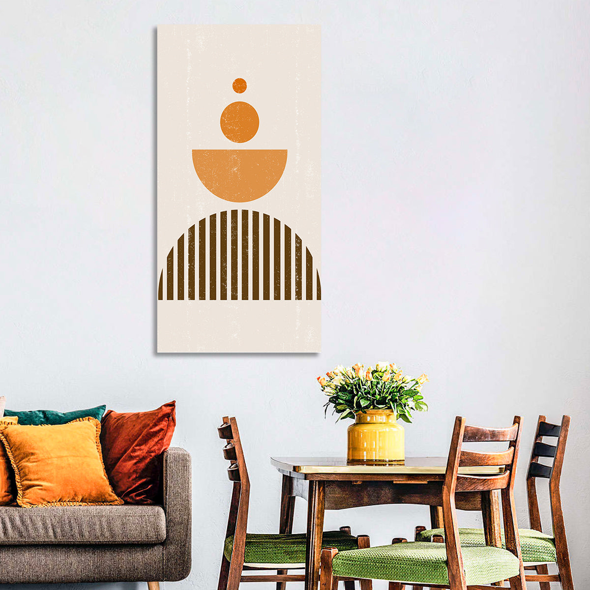 Striped Semicircle Composition Wall Art in a room, portrait