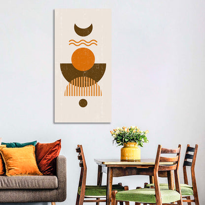 Earthy Sun and Crescent Moon Wall Art