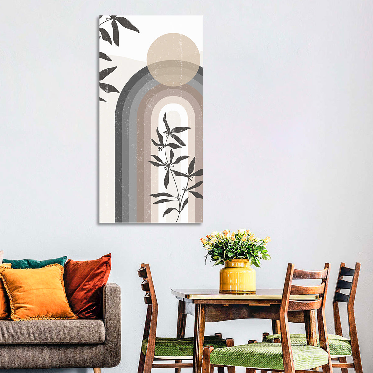 Taupe Rainbow Botanical Arch Wall Art