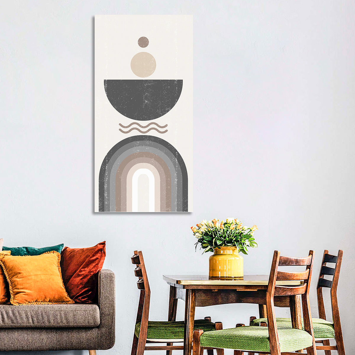 Textured Geometric Sun Wall Art