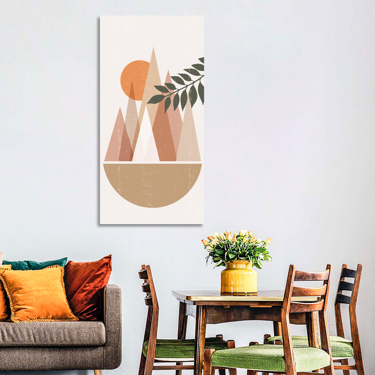 Geometric Mountain Sunset Wall Art